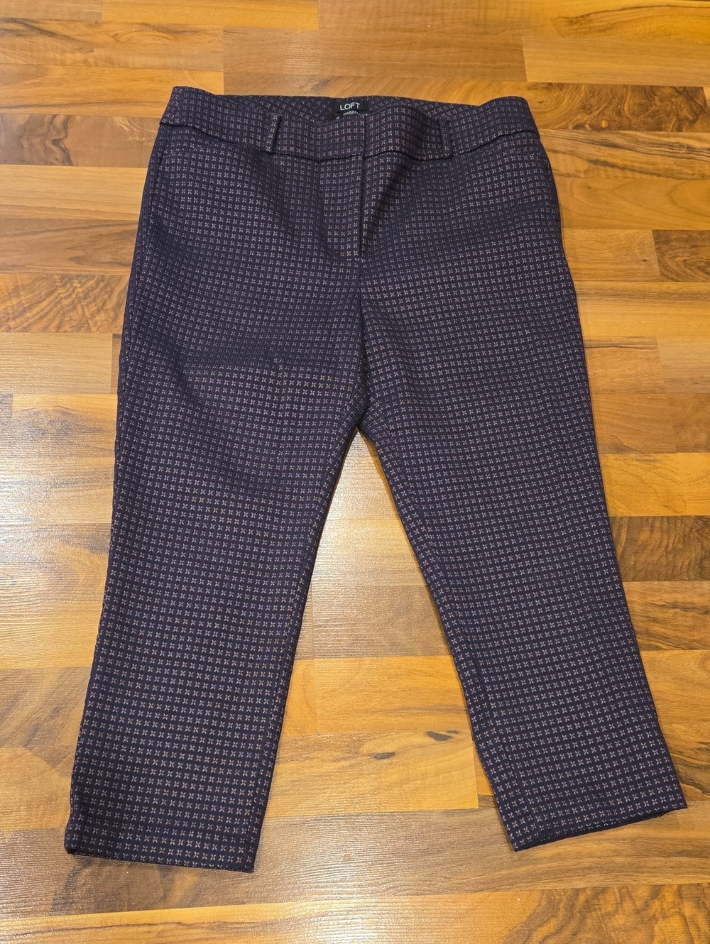 LOFT Marisa Skinny Navy Geometric Ankle Pants